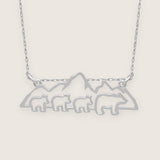 Mountain with Mama Bear and Kids Necklace