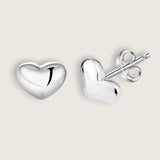 Polished Puff Heart Stud Earrings