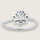 Sterling Silver Oxidized Lotus Ring