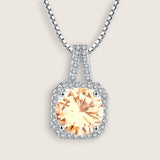 Square Halo CZ Birthstone Necklace
