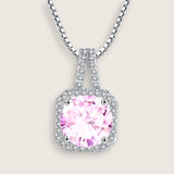 Square Halo CZ Birthstone Necklace