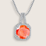 Square Halo CZ Birthstone Necklace