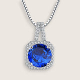 Square Halo CZ Birthstone Necklace