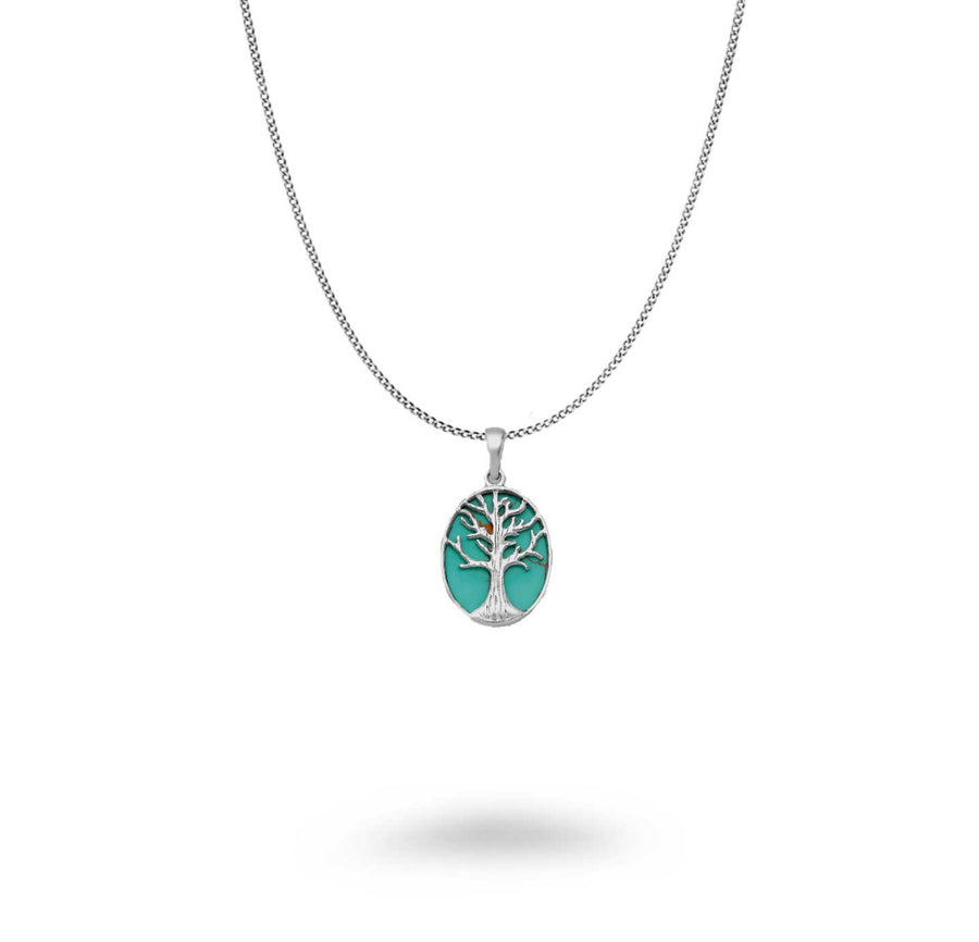 Oval Turquoise Tree of Life Necklace