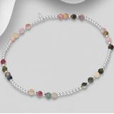 Balanced Gemstone Silver Stretch Bracelet