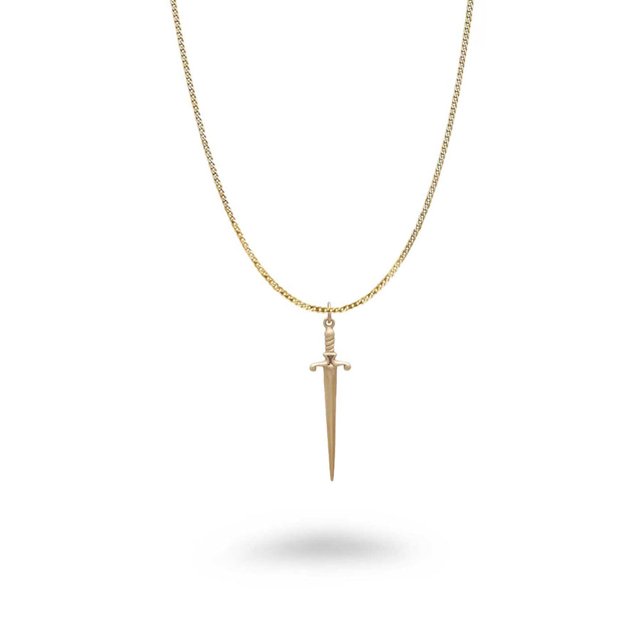 Bronze Sword with Gold Plated Sterling silver necklace
