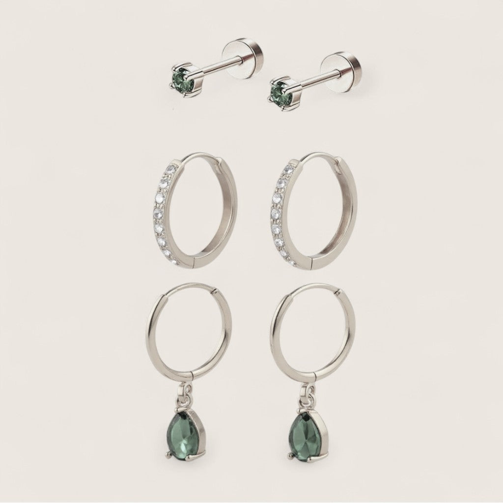 Emerald Glow – 3-Piece Earring Gift Set