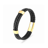 Triple Woven Leather Wrap Bracelet