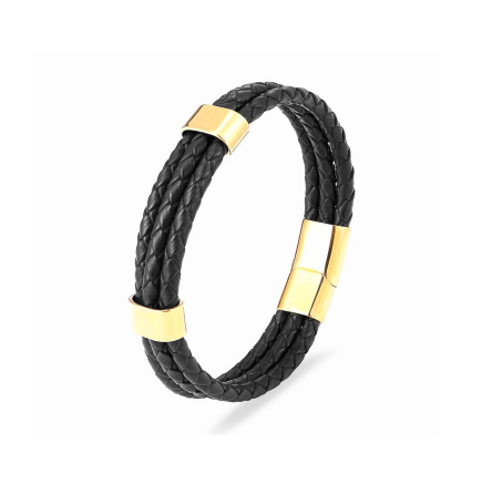 Triple Woven Leather Wrap Bracelet