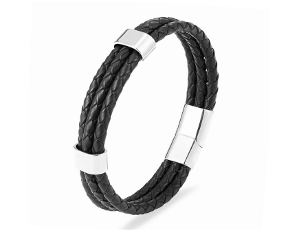 Triple Woven Leather Wrap Bracelet