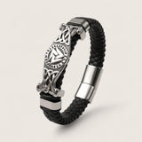 The Oathbinder – Valknut Leather Bracelet