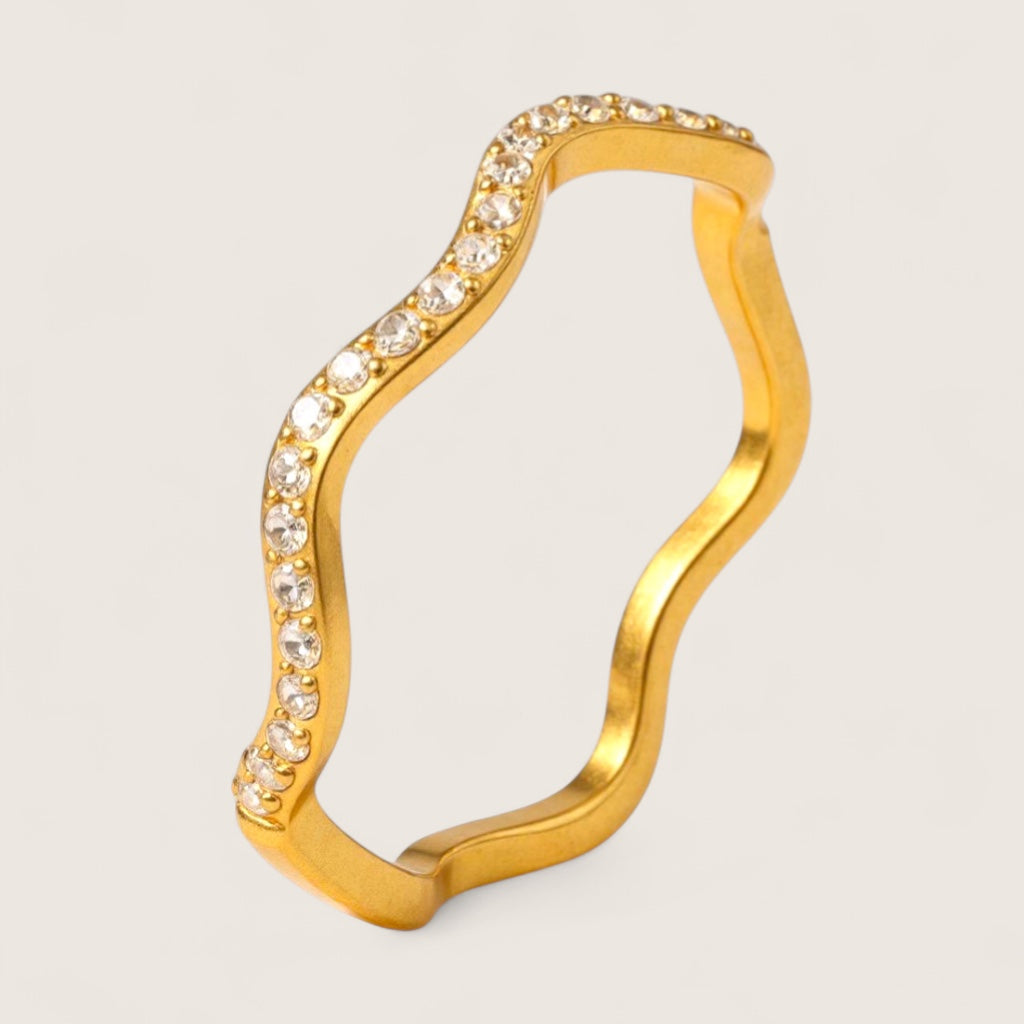 Celestia Wave - Steel CZ Ring