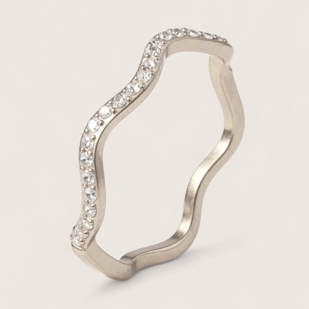 Celestia Wave - Steel CZ Ring
