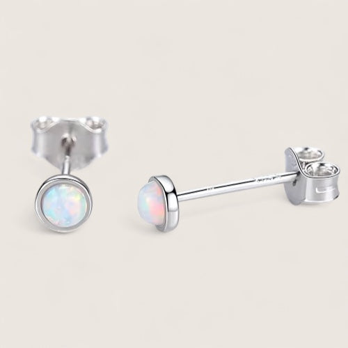 Round Opal Stud Earrings