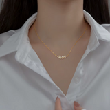 Olive Whisper – Silver CZ  Leaf Necklace