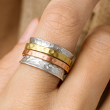The Tranquil Trio – Hammered Meditation Ring