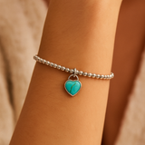 Turquoise Heart – Sterling Silver Bracelet