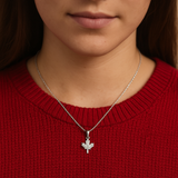 True North – CZ Maple Leaf Necklace