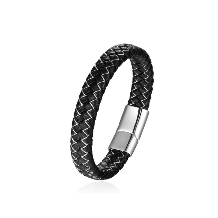 Zigzag Wide Leather Braid Bracelet
