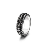 S.S. Oxidized Crosshatch Ring