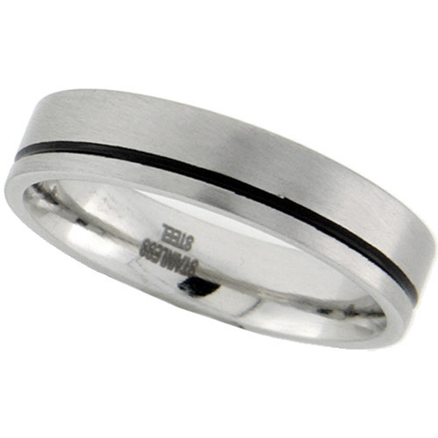 Stainless Steel with Black Line Ring