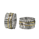 Textured Silver and Brass Meditation Ring