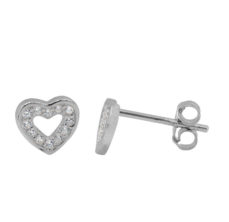 CZ Outline Heart Earrings