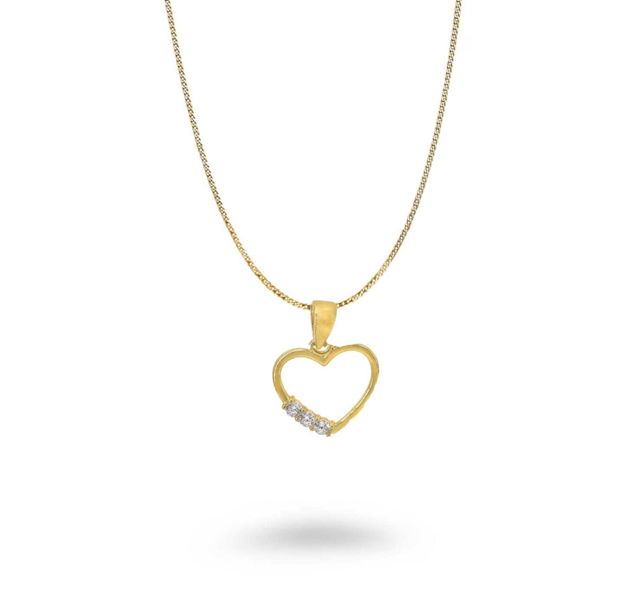 10KT Gold Outline Heart Pendant Necklace