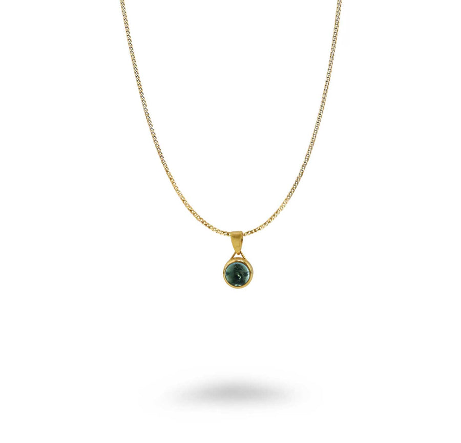 10KT Bezel Semi-Precious Pendant Necklace