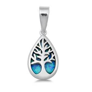 Opal Teardrop Tree of Life Necklace