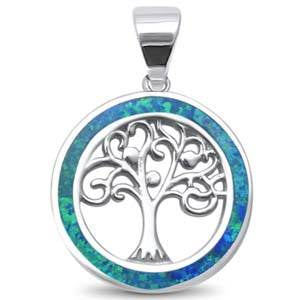 Opal Halo Tree of Life Necklace