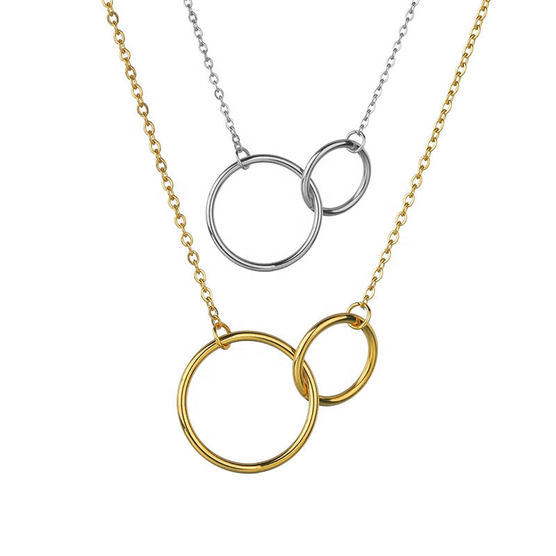 Double Smooth Circle Necklace