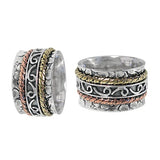 Tri-Tone Scroll Design Meditation Ring