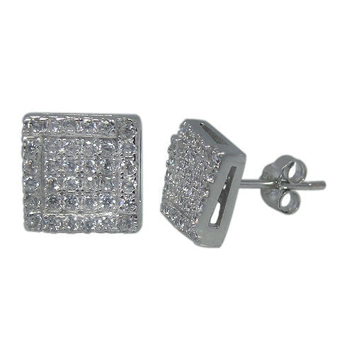 CZ Micropaved Square Stud Earrings