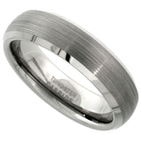Dome Brushed Finish Beveled Edge Tungsten Ring 6mm