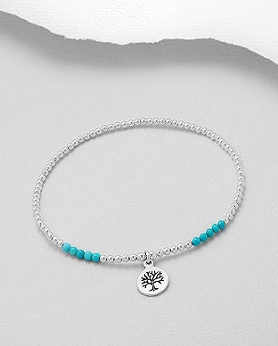 Ball and Turquoise Tree of Life Bracelet