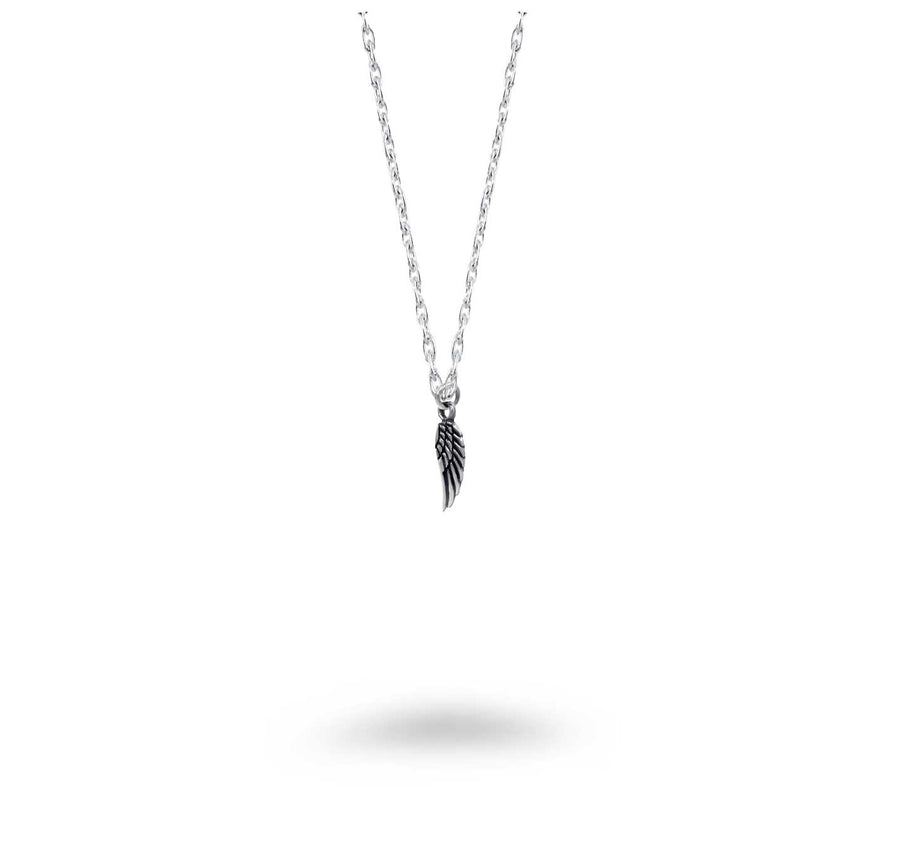 Small Oxidized Angel Wing Necklace