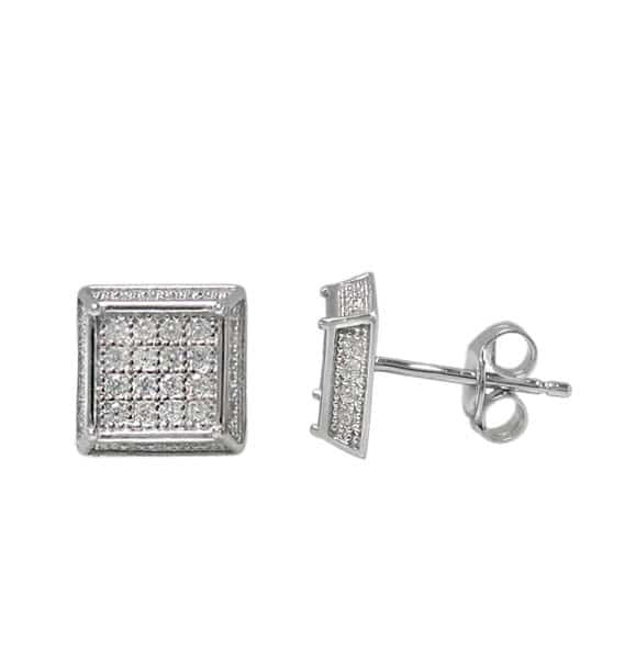 Square 8mm Micropave CZ Stud Earrings