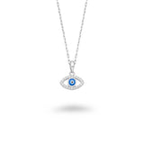 Blue Enamel & CZ Evil Eye Necklace