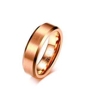 Rose Gold Flat Brushed Tungsten Ring
