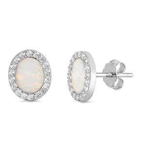 Oval Halo Opal Earrings