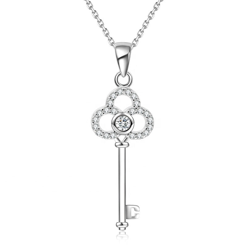 Clover Skeleton Key Necklace