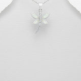 CZ and Opal Dragonfly Necklace