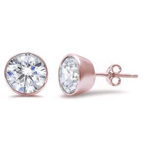 CZ Round Bezel Stud Earrings