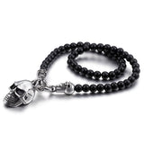 Black Bead and Skull Necklace