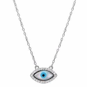 CZ Oval Evil Eye Necklace
