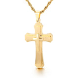 Layered Stainless Steel Cross Necklace