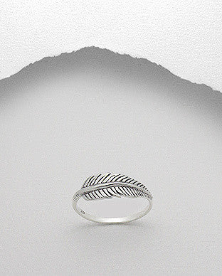 Oxidized feather Ring