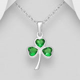 Green CZ Shamrock Necklace
