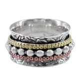 Tri Tone Bead and Texture Meditation Ring
